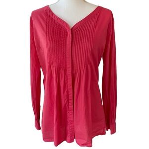 Lands' End Women's Vibrant Pink Peasant Blouse.  Size M